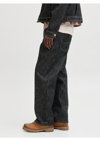 Jack & Jones Relax-fit-Jeans JACK & JONES "JJIALEX mit cleanem Look und Taschenvielfalt", Herren, Gr. 32, L&auml;nge 34, schwarz denim, Denim/Jeans, Obermaterial: 100% Baumwolle, Abriebeffekte, relaxed fit lang, Jeans Relax-fit-Jeans, Baumwolle, relax fit