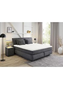 Jockenh&ouml;fer Boxspringbett JOCKENH&Ouml;FER GRUPPE "Carla", wahlweise mit oder ohne Bettkasten", grau (anthrazit 417, 09), L:223cm, Topper: 100% Polyurethan, Bezug (100% Polyester) abnehmbar und waschbar bis 60&ordm; C;Spiegelfl&auml;che der Matratze: 100% Polyester;Bettgestell und seitliche Einfassung der Matratzen: Chenille (100% Polyester), Komplettbetten, Boxspringbett, inkl. 4 Kissen, erh&auml;ltlich in den Breiten 160 & 180