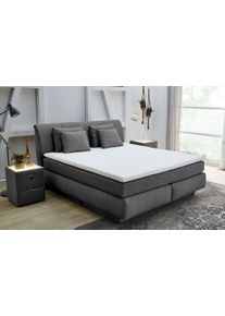 Jockenh&ouml;fer Boxspringbett JOCKENH&Ouml;FER GRUPPE "Carla", wahlweise mit oder ohne Bettkasten", grau (dunkelgrau 414, 09), L:223cm, Topper: 100% Polyurethan, Bezug (100% Polyester) abnehmbar und waschbar bis 60&ordm; C;Spiegelfl&auml;che der Matratze: 100% Polyester;Bettgestell und seitliche Einfassung der Matratzen: Webstoff (100% Polyester), Komplettbetten, Boxspringbett, inkl. 4 Kissen, erh&auml;ltlich in den Breiten 160 & 18