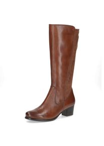 Stiefel Caprice, Damen, Gr. 37,5, Normalschaft, braun (cognac), Leder, Textil, Schuhe Stiefel, Blockabsatz, Langschaftstiefel in klassischer Eleganz