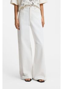 Relax-fit-Jeans BOSS Orange "SLOUCHY MR 2.0 Premium Damenmode", Damen, Gr. 32, L&auml;nge 30, open wei&szlig; 115, Denim/Jeans, Obermaterial: 100% Baumwolle, unifarben, relaxed fit lang, Jeans Relax-fit-Jeans, Wide Leg mit mittlerem Bund, fester Denim