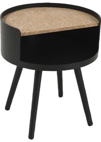 M&ouml;bilia Beistelltisch M&Ouml;BILIA, schwarz (schwarz, schwarz, natur), B:40cm H:46cm T:40cm, MDF mit Kork, Pinie, Tische, Beistelltisch, mit Stauraumfach und Ablage aus Kork