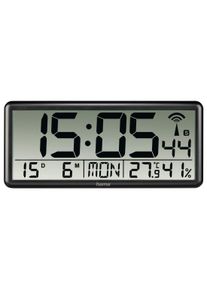 Funkwanduhr Hama "Funkwandhuhr Wanduhr Jumbo DFC Digital extragro&szlig;e Anzeige", schwarz, Funkuhr, Wanduhren, Funkwanduhr, Kalender Temperatur