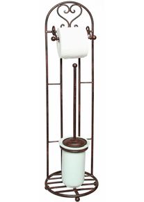 Toilettenpapierhalter AMBIENTE HAUS "Antik", braun, B:21cm H:81cm, Eisen, Keramik, Toilettenpapierhalter, Toilettenpapierhalter, antikbraun