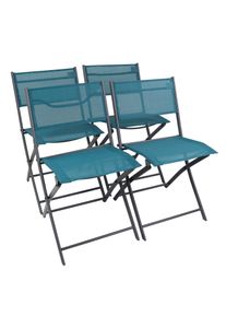Gartenstuhl Vcm "4-tlg. Gartenstuhl Balkonstuhl Klappstuhl Sumila", blau (t&uuml;rkis), B:45cm T:46cm, Obermaterial: 80% Textilmaterial TEXMAT. 20% Metall MT., St&uuml;hle, Gartenstuhl