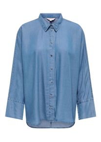 Jeansbluse Only "ONLGRACE-CHARIS LIFE L/S SHIRT WVN CS FR", Damen, Gr. XS, medium blau denim detail:without emb, Web, Obermaterial: 100% Lyocell, unifarben, Po-bedeckend, Manschette, Blusen Jeansbluse, Viskose, Denim Look