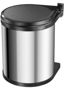 Einbaum&uuml;lleimer Hailo "Compact-Box M", schwarz (edelstahlfarben, schwarz), H:36,6cm &Oslash;:28,5cm, Edelstahl, M&uuml;lleimer, Einbaum&uuml;lleimer, 15 Liter, Edelstahl, Kunststoff Inneneimer, Made in Germany