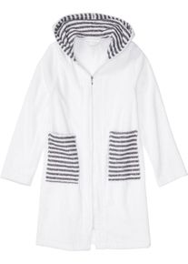 bonprix Frottee Bademantel aus Bio-Baumwolle mit Rei&szlig;verschluss, wei&szlig;, Gr.52/54 (XXL), Flauschiger Frottee Bademantel mit Rei&szlig;verschluss, aus 100% Baumwolle