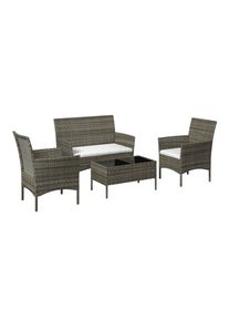 Ambia Garden Gartenset, Creme, Grau, Schwarz, Textil, 4-teilig, F&uuml;llung: Schaumstoff, Tisch mit Glasplatte, Gartenm&ouml;bel, Gartengarnituren, Gartenm&ouml;bel-Sets