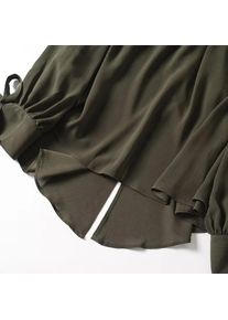 2025 French Style Women's Shirts Dark Green Loose Long Sleeve Top with Bow Tie Autumn Tops