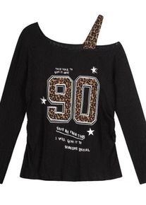 Y2K Patchwork Leopard Print T-Shirt Women Loose Streetwear Tee Grunge Casual Top