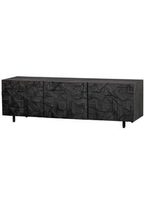 Livetastic , Schwarz , Holz , Mangoholz,Mangoholz , massiv , 2 F&auml;cher , 160x50x45 cm , stehend , Wohnzimmer, TV-M&ouml;bel, TV- & Lowboards