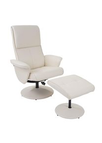 Relaxsessel Helsinki, Fernsehsessel Relaxliege TV-Sessel mit Hocker ~ Kunstleder, creme