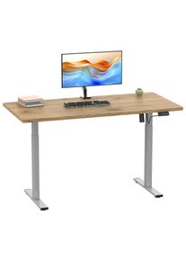 Schreibtisch Vcm "Schreibtisch h&ouml;henverstellbar Lona 140x80", braun (silber, honig, eiche), B:140cm T:80cm, Tische, Schreibtisch