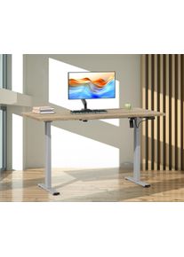 Schreibtisch Vcm "Schreibtisch h&ouml;henverstellbar Lona 140x80", braun (silber, sonoma, eiche), B:140cm T:80cm, Tische, Schreibtisch