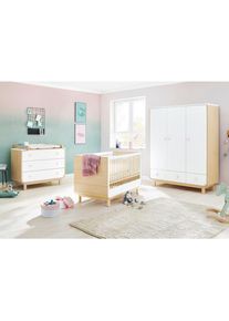 Pinolino , Wei&szlig;, Ahornfarben , Holzwerkstoff , 5 F&auml;cher , 3 Schublade(n) Schubladen , in verschiedenen Gr&ouml;&szlig;en erh&auml;ltlich,zum Juniorbett umbaubar, h&ouml;henverstellbar, Sprossen mit Normabstand, Aufbauanleitung im Karton, Lattenrost inklusive, Schlupfsprossen , Kinder- & Jugendzimmer, Komplette Jugendzimmer