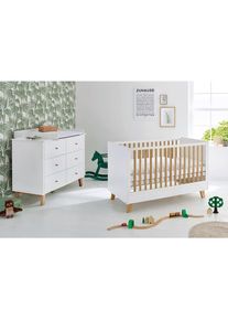 Pinolino , Wei&szlig;, Eichefarben , Holzwerkstoff , 6 Schublade(n) Schubladen , zum Juniorbett umbaubar, h&ouml;henverstellbar, Sprossen mit Normabstand, Aufbauanleitung im Karton, Lattenrost inklusive, Schlupfsprossen , Kinder- & Jugendzimmer, Komplette Jugendzimmer