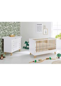 Pinolino , Wei&szlig;, Eichefarben , Holzwerkstoff , 3 Schublade(n) Schubladen , zum Juniorbett umbaubar, h&ouml;henverstellbar, Sprossen mit Normabstand, Aufbauanleitung im Karton, Lattenrost inklusive, Schlupfsprossen , Kinder- & Jugendzimmer, Komplette Jugendzimmer