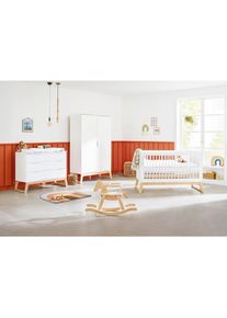 Pinolino , Wei&szlig;, Eschefarben , Holz, Holzwerkstoff , Esche , massiv , 5 F&auml;cher , 3 Schublade(n) Schubladen , in verschiedenen Gr&ouml;&szlig;en erh&auml;ltlich,zum Juniorbett umbaubar, h&ouml;henverstellbar, Sprossen mit Normabstand, Aufbauanleitung im Karton, Lattenrost inklusive, Schlupfsprossen , Kinder- & Jugendzimmer, Komplette Jugendzimmer