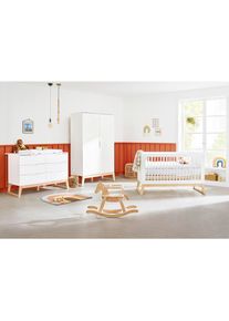 Pinolino , Wei&szlig;, Eschefarben , Holz, Holzwerkstoff , Esche , massiv , 5 F&auml;cher , 6 Schublade(n) Schubladen , 76x94x151 cm , in verschiedenen Gr&ouml;&szlig;en erh&auml;ltlich,zum Juniorbett umbaubar, h&ouml;henverstellbar, Sprossen mit Normabstand, Aufbauanleitung im Karton, Lattenrost inklusive, Schlupfsprossen , Kinder- & Jugendzimmer, Komplette Jugendzimmer