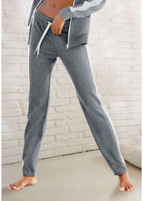 Dames Loungebroek in stone/wit ,maat 32/34, Witt, 60% Katoen, 40% Polyester