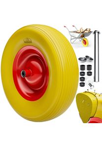 Gardebruk Schubkarrenrad Gelb pannensicher PU-Schaum 200kg Kugellager inkl Achse