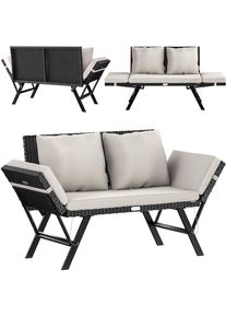 Casaria Polyrattan Gartenbank Schwarz/Creme 176x56x81cm