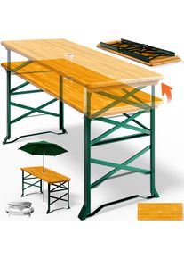 Casaria Biertisch 2in1 h&ouml;henverstellbar 170x50 75/105cm klappbar Schirmloch