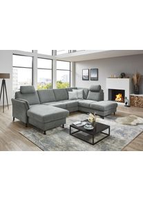 Wohnlandschaft DIE PLANBAR "ZE-EM18013 U-Form, Breite 305 cm", milan steel, B:305cm H:90cm T:200cm, 100% Polyester, Sofas, Wohnlandschaft, wahlweise mit Kopfst&uuml;tzen und Liegearmlehne