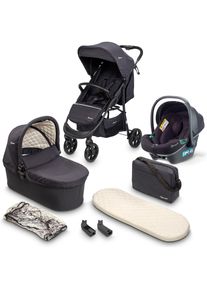 Kombi-Kinderwagen BABYGO "Style - 3in1", Baby, schwarz, Kinderwagen Kombi-Kinderwagen, inkl. Babyschale mit Adaptern u. Wickeltasche