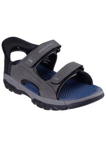Outdoorsandale Skechers "TRESMEN-REECE", Herren, Gr. 48,5, grau, Lederimitat, Schuhe Outdoorsandale, Trekking Sandale, Outdoorschuh mit Heel Pillow Funktion