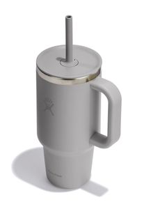 Thermobecher Hydro Flask "All Around Travel Tumbler in den Gr&ouml;&szlig;en 24 oz/ 32 oz / 40 oz", beige (grau), H:29,34cm, Edelstahl, Trinkgef&auml;&szlig;e, Thermobecher, Thermo Cup mit Strohhalm, 709 ml/ 946 ml/ 1182 ml