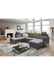 Wohnlandschaft DIE PLANBAR "ZE-EM18013 U-Form, Breite 305 cm", milan grau, B:305cm H:90cm T:200cm, 100% Polyester, Sofas, Wohnlandschaft, wahlweise mit Kopfst&uuml;tzen und Liegearmlehne