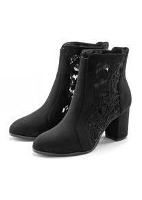 High-Heel-Stiefelette Lascana "Ankle Boot, Stiefel", Damen, Gr. 41, schwarz, Obermaterial: 100% Textilmaterial. Decksohle: 100% Lederimitat. Futter: 100% Textilmaterial. Laufsohle: 100% Synthetik, unifarben, Schuhe High-Heel-Stiefelette, mit eleganter Spitze und bequemen Blockabsatz