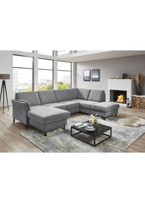 Wohnlandschaft DIE PLANBAR "ZE-EM18013 U-Form, Breite 305 cm", milan silber, B:305cm H:90cm T:200cm, 100% Polyester, Sofas, Wohnlandschaft, wahlweise mit Kopfst&uuml;tzen und Liegearmlehne