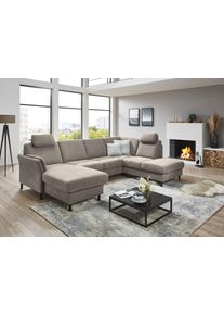 Wohnlandschaft DIE PLANBAR "ZE-EM18013 U-Form, Breite 305 cm", milan beige, B:305cm H:90cm T:200cm, 100% Polyester, Sofas, Wohnlandschaft, wahlweise mit Kopfst&uuml;tzen und Liegearmlehne