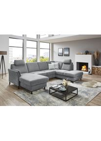 Wohnlandschaft DIE PLANBAR "ZE-EM18013 U-Form, Breite 305 cm", milan silber, B:305cm H:90cm T:200cm, 100% Polyester, Sofas, Wohnlandschaft, wahlweise mit Kopfst&uuml;tzen und Liegearmlehne