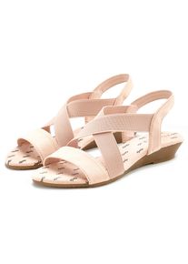 Sandalette Vivance "Sommerschuh, offener Schuh, Sandale", Damen, Gr. 40, rosa (ros&eacute;), Obermaterial: 100% Elasthan. Decksohle: 100% Textilmaterial. Futter: 100% Textilmaterial. Laufsohle: 100% Synthetik, unifarben, Schuhe Sandalette, mit elastischen Riemchen und Keilabsatz VEGAN