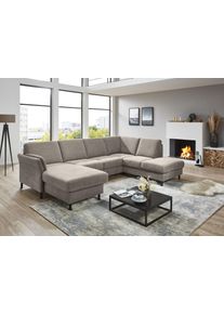 Wohnlandschaft DIE PLANBAR "ZE-EM18013 U-Form, Breite 305 cm", milan beige, B:305cm H:90cm T:200cm, 100% Polyester, Sofas, Wohnlandschaft, wahlweise mit Kopfst&uuml;tzen und Liegearmlehne