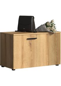Sitzbank Home Affaire "Amrum", evoke eiche, B:80cm H:49cm T:36cm, Holzwerkstoff, Kunststoff, Sitzb&auml;nke, Sitzbank, Schuhbank mit 2 T&uuml;ren & 2 Einlegeb&ouml;den - (B/T/H) 80/36/49 cm