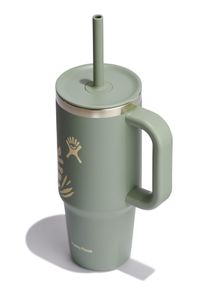 Thermobecher Hydro Flask "All Around Travel Tumbler in den Gr&ouml;&szlig;en 24 oz/ 32 oz / 40 oz", botanical bliss agave, H:28,96cm, Edelstahl, Trinkgef&auml;&szlig;e, Thermobecher, Thermo Cup mit Strohhalm, 709 ml/ 946 ml/ 1182 ml