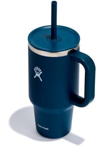 Thermobecher Hydro Flask "All Around Travel Tumbler in den Gr&ouml;&szlig;en 24 oz/ 32 oz / 40 oz", lila (indigo), H:29,34cm, Edelstahl, Trinkgef&auml;&szlig;e, Thermobecher, Thermo Cup mit Strohhalm, 709 ml/ 946 ml/ 1182 ml