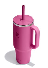 Thermobecher Hydro Flask "All Around Travel Tumbler in den Gr&ouml;&szlig;en 24 oz/ 32 oz / 40 oz", gr&uuml;n (reef), H:32,13cm, Edelstahl, Trinkgef&auml;&szlig;e, Thermobecher, Thermo Cup mit Strohhalm, 709 ml/ 946 ml/ 1182 ml