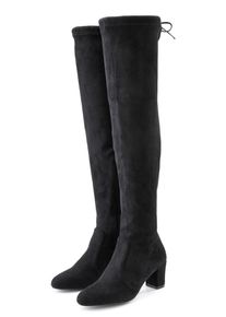 Overkneestiefel Lascana "Slouchy Boots, Langschaft Stiefel, Schlupf-Boot", Damen, Gr. 39, Varioschaft, schwarz, Obermaterial: 100% Textilmaterial. Decksohle: 100% Lederimitat. Futter: 100% Textilmaterial. Laufsohle: 100% Synthetik, unifarben, Basic, Schuhe Overkneestiefel, aus weichem Stretchmaterial
