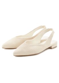 Ballerina Lascana "Sling-Ballerina, Sandale", Damen, Gr. 41, beige, Obermaterial: 100% Textilmaterial. Decksohle: 100% Lederimitat. Futter: 100% Lederimitat. Laufsohle: 100% Synthetik, Strukturmuster, unifarben, Basic, Schuhe Ballerina, mit elastischem Riemchen aus Textil VEGAN, Topseller