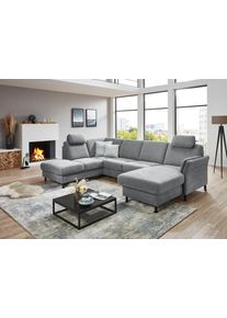 Wohnlandschaft DIE PLANBAR "ZE-EM18013 U-Form, Breite 305 cm", milan silber, B:305cm H:90cm T:200cm, 100% Polyester, Sofas, Wohnlandschaft, wahlweise mit Kopfst&uuml;tzen und Liegearmlehne