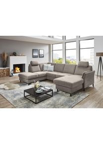 Wohnlandschaft DIE PLANBAR "ZE-EM18013 U-Form, Breite 305 cm", milan beige, B:305cm H:90cm T:200cm, 100% Polyester, Sofas, Wohnlandschaft, wahlweise mit Kopfst&uuml;tzen und Liegearmlehne