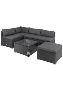 Casaria Narożnik Ogrodowy Czarny/Antracytowy Technorattan Grube Poduszki