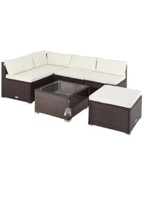 Casaria Polyrotan XL Lounge Bruin/Cr&egrave;me met dikke rugkussens