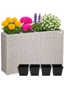 Casaria Polyrattan Bloembak Creme 95x27x60cm